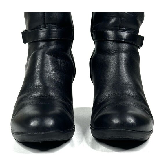 BLONDO Laina Tall Waterproof Black Leather Riding Boots Women's 7.5M Wedge Zip - Picture 4 of 15